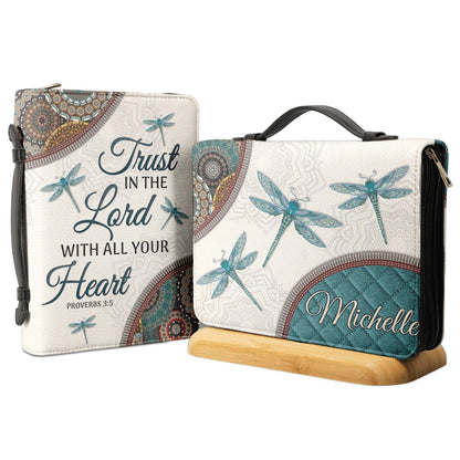 Trust In The Lord Proverbs 3 5 Dragonfly Mandala Personalized Bible Cover - Christian Bible Covers For Women