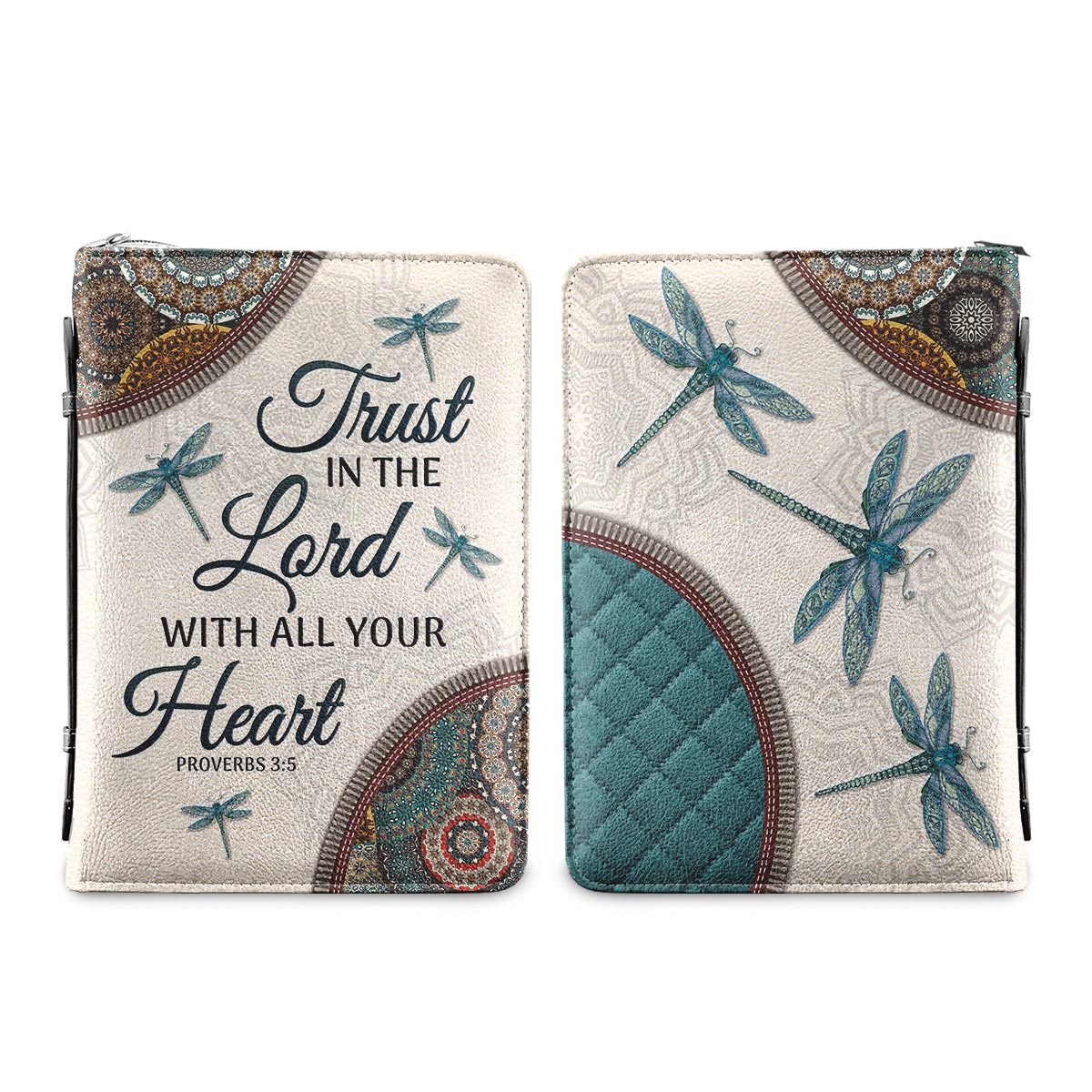 Trust In The Lord Proverbs 3 5 Dragonfly Mandala Personalized Bible Cover - Christian Bible Covers For Women