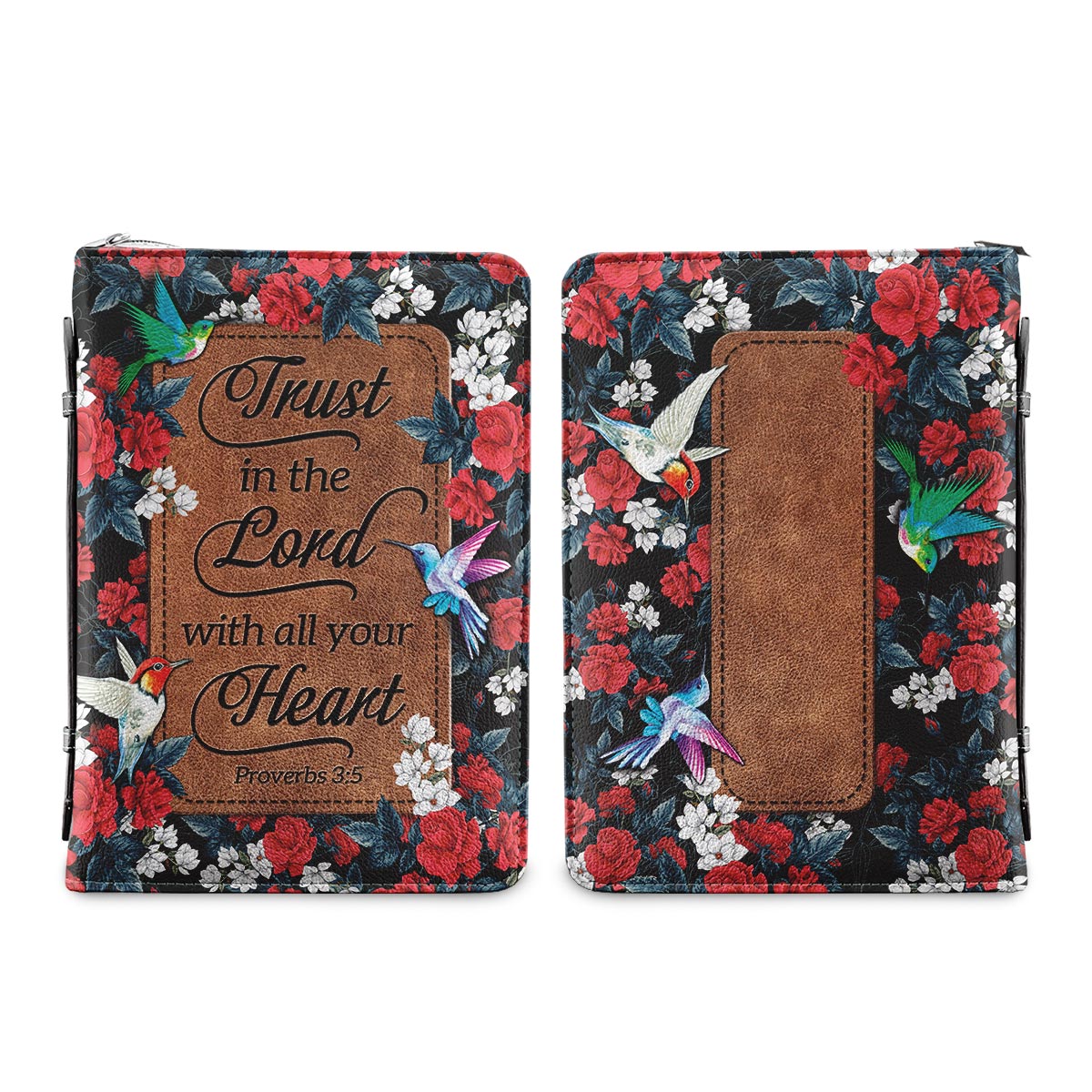 Trust In The Lord Proverbs 3 5 Hummingbird Flower Pattern Personalized Bible Cover - Christian Bible Covers For Women