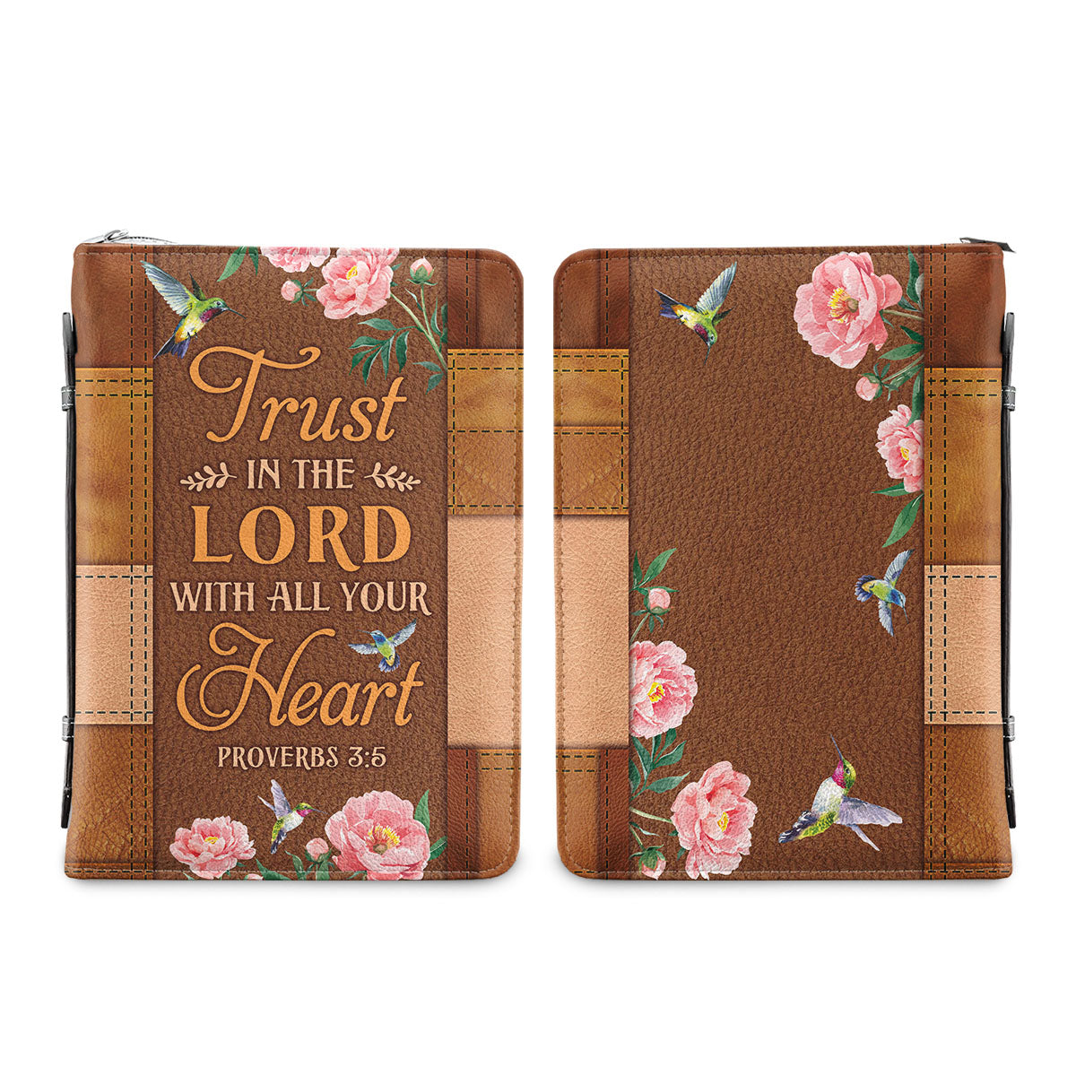 Trust In The Lord Proverbs 3 5 Hummingbird Leather Style Personalized Bible Cover - Christian Bible Covers For Women