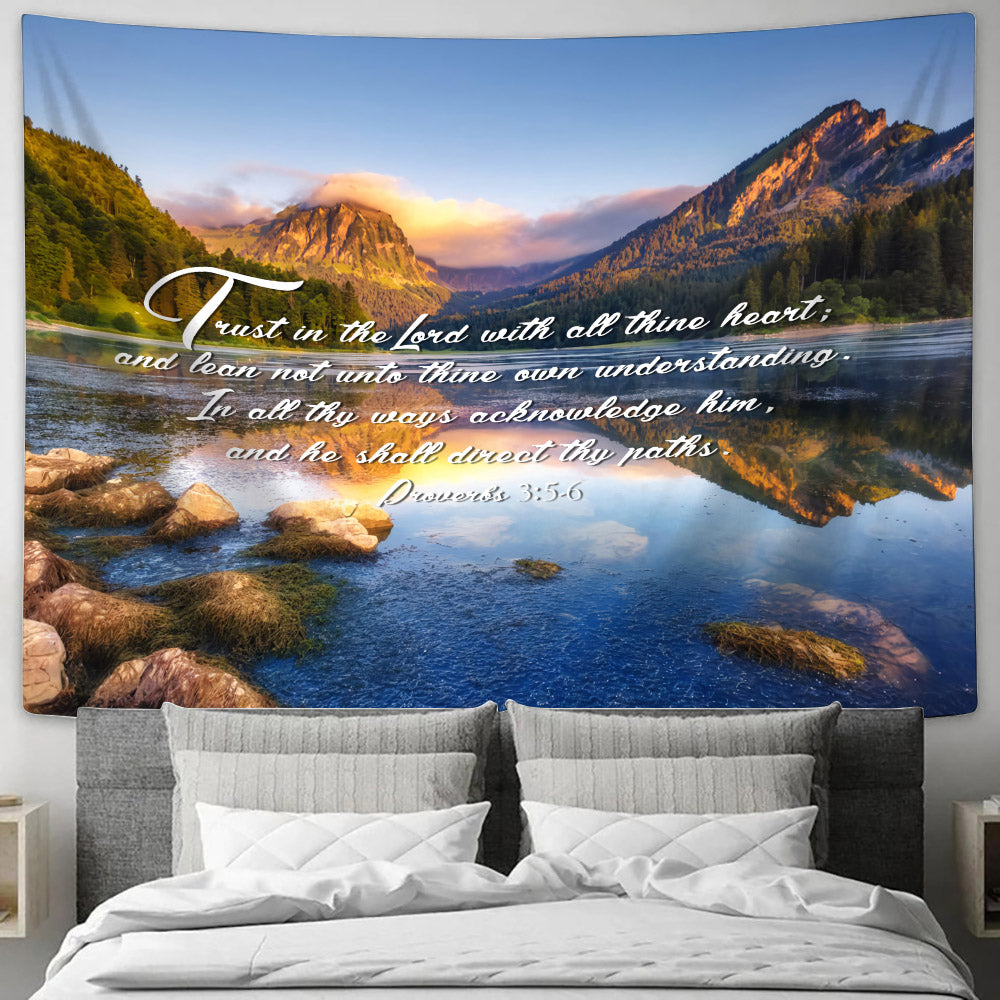Trust In The Lord With All Thine Heart Tapestry - Christian Tapestry Wall Hanging