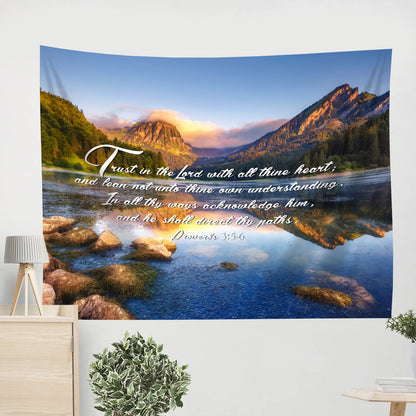 Trust In The Lord With All Thine Heart Tapestry - Christian Tapestry Wall Hanging