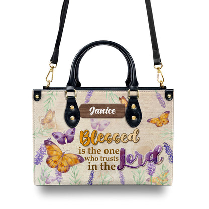 Trust In The Lord With All Your Heart Bufflies Personalized Leather Handbag - Jesus Handbag