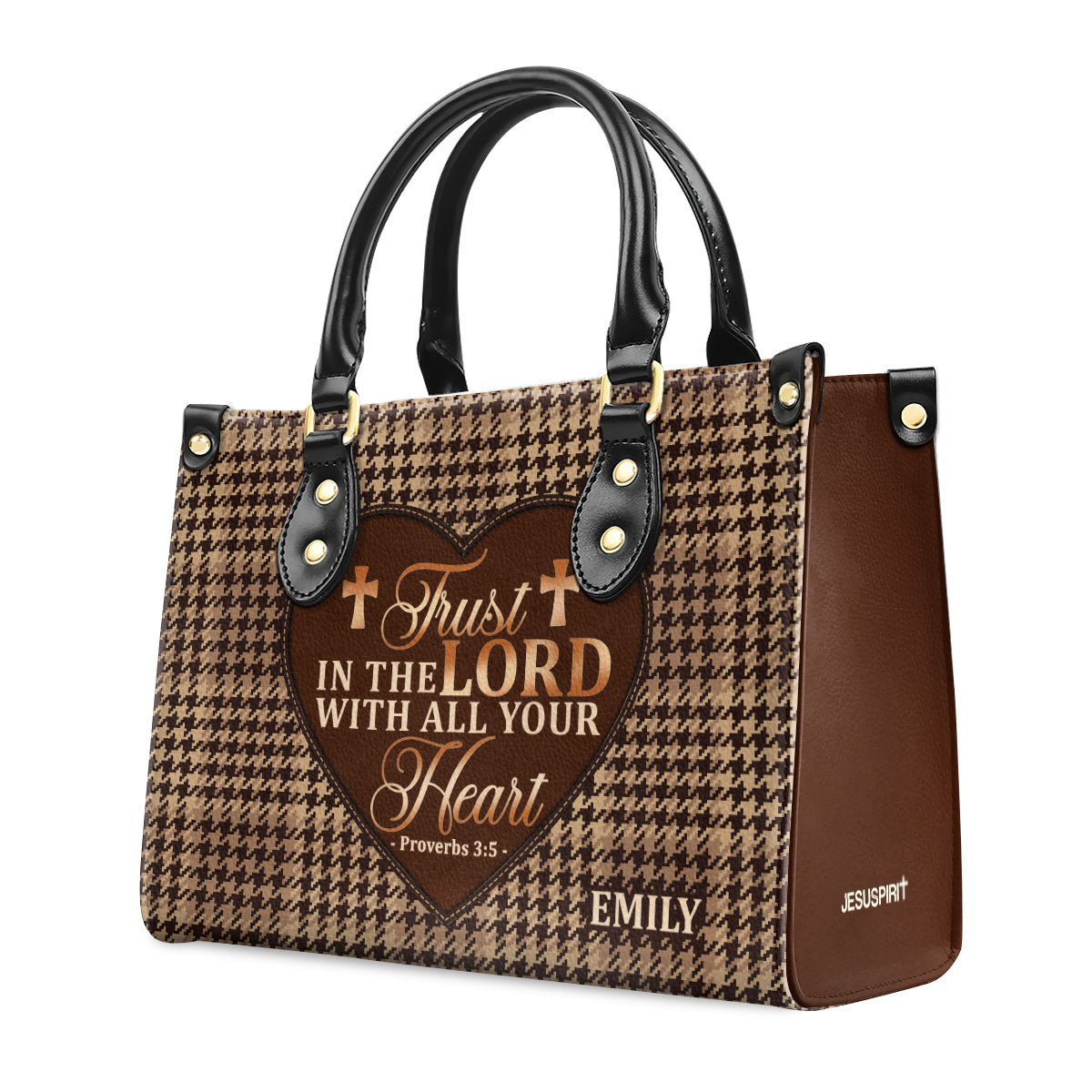 Trust In The Lord With All Your Heart Custom Name Leather Handbags For Women