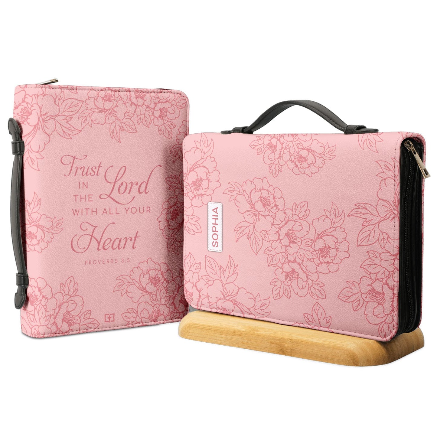 Trust In The Lord With All Your Heart Proverbs 3 5 Peony Personalized Bible Cover - Christian Bible Covers For Women