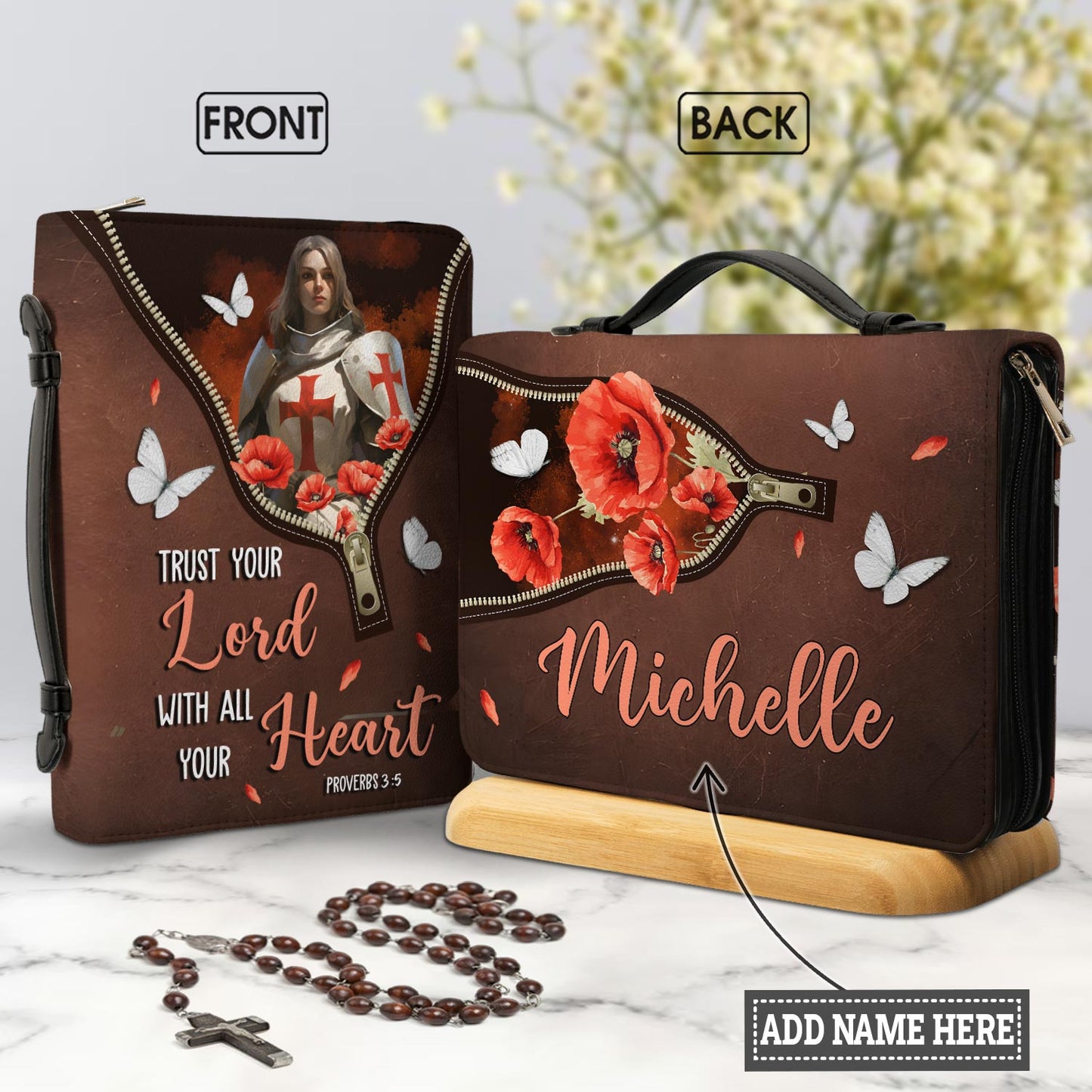 Trust Your Lord With All Your Heart Proverbs 3 5 Knights Templar Personalized Bible Cover - Christian Bible Covers For Women