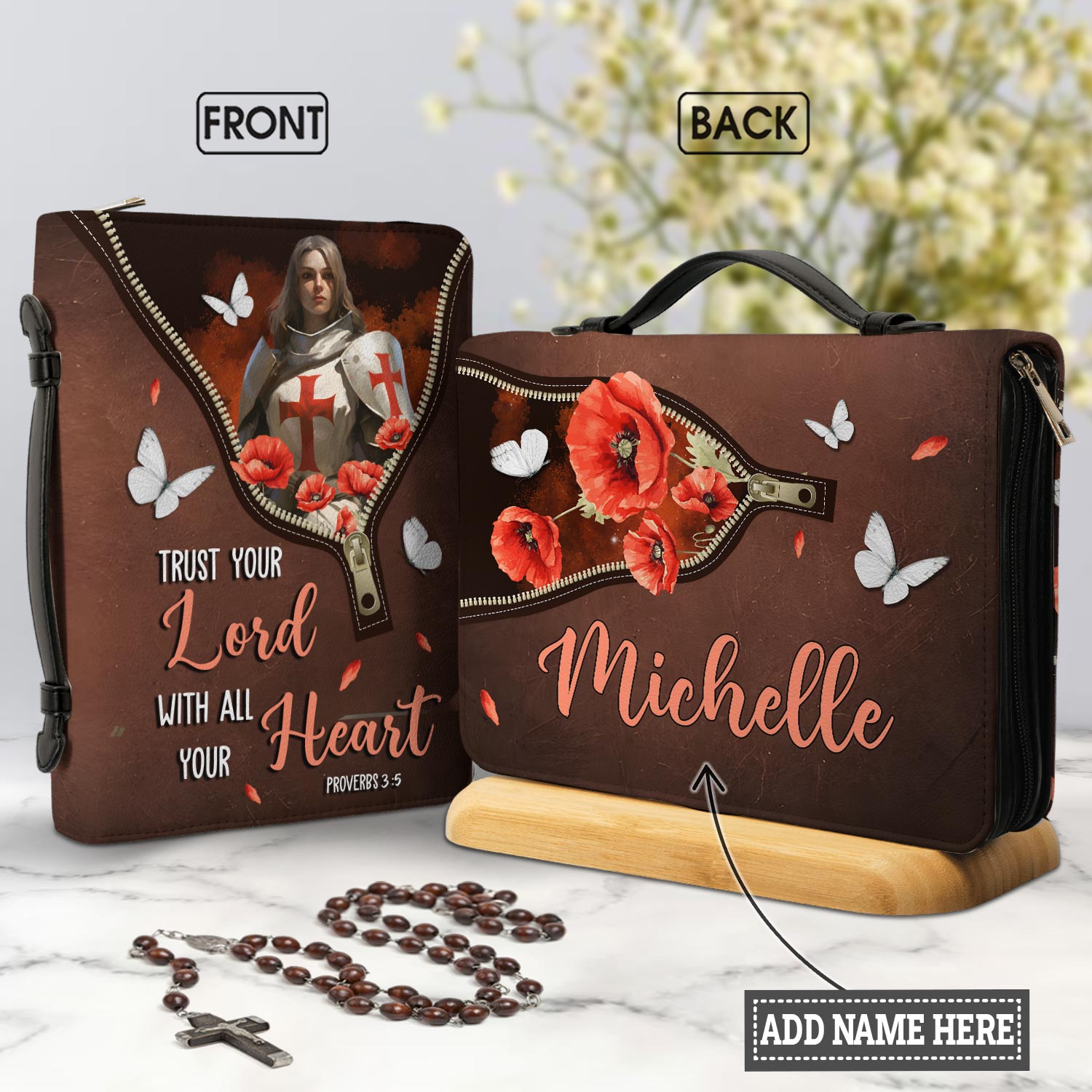 Trust Your Lord With All Your Heart Proverbs 3 5 Knights Templar Personalized Bible Cover - Christian Bible Covers For Women