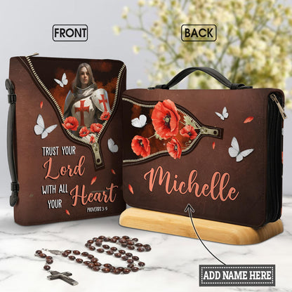 Trust Your Lord With All Your Heart Proverbs 3 5 Knights Templar Personalized Bible Cover - Christian Bible Covers For Women