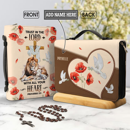 Trust Your Lord With All Your Heart Proverbs 3 5 Lion Lamb Personalized Bible Cover - Christian Bible Covers For Women