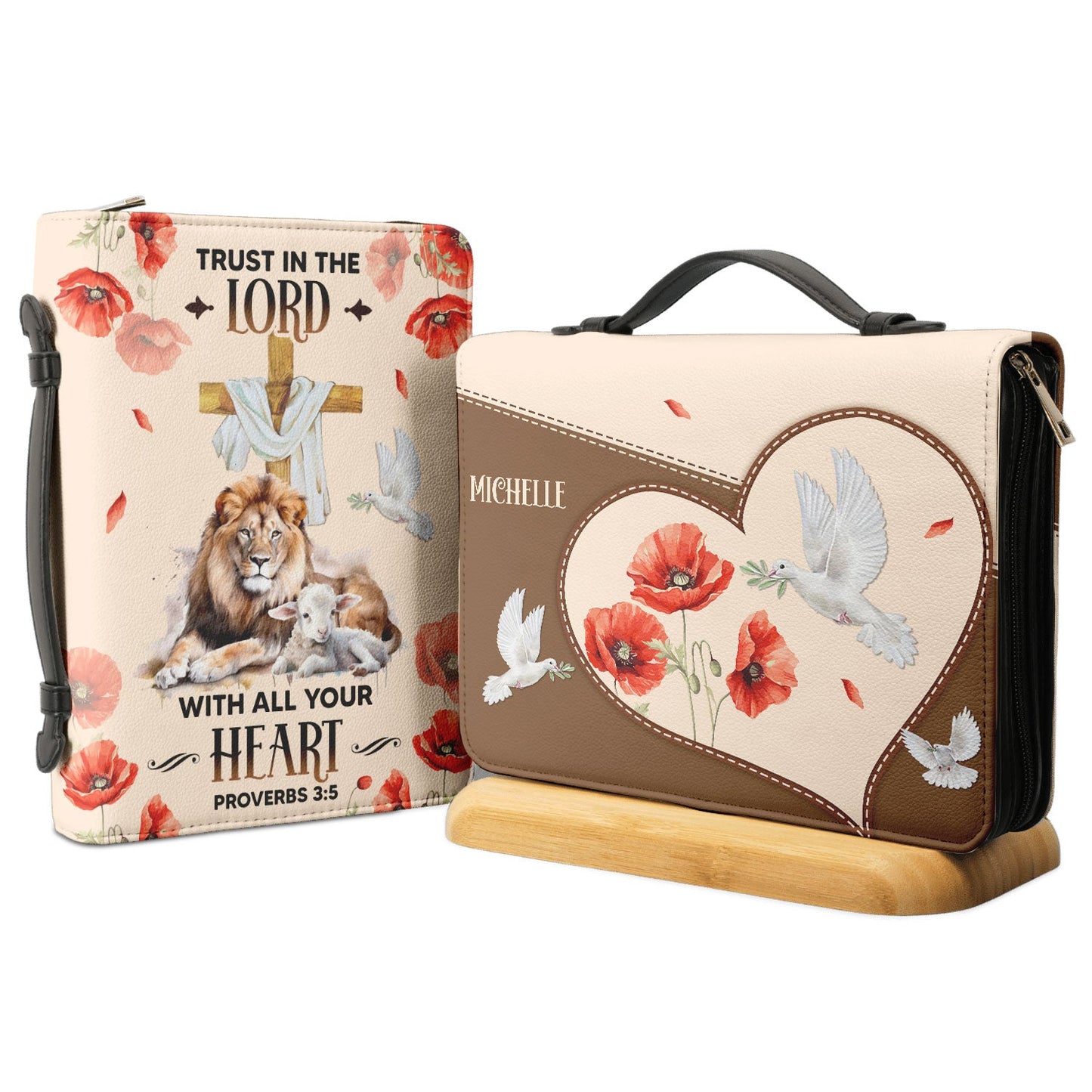 Trust Your Lord With All Your Heart Proverbs 3 5 Lion Lamb Personalized Bible Cover - Christian Bible Covers For Women