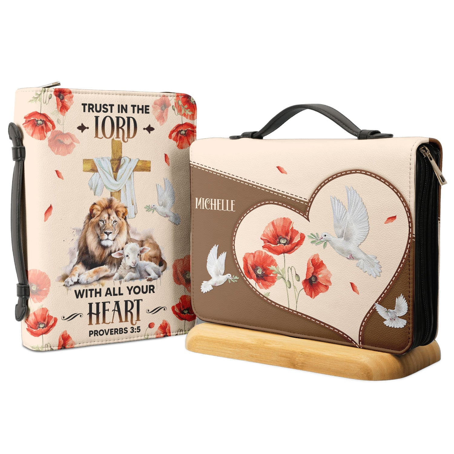 Trust Your Lord With All Your Heart Proverbs 3 5 Lion Lamb Personalized Bible Cover - Christian Bible Covers For Women