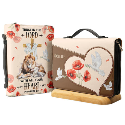 Trust Your Lord With All Your Heart Proverbs 3 5 Lion Lamb Personalized Bible Cover - Christian Bible Covers For Women