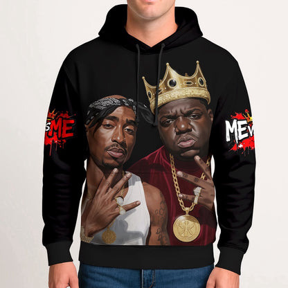 Tupac Biggie Kings Crown Hoodie, Rapper 3D Hoodie, Rap Legends Hoodie