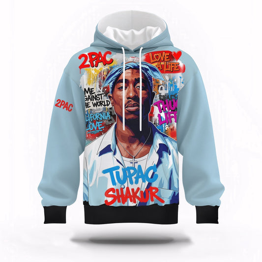 Tupac Blue Bandana Art Hoodie, Rapper 3D Hoodie, Rap Legends Hoodie