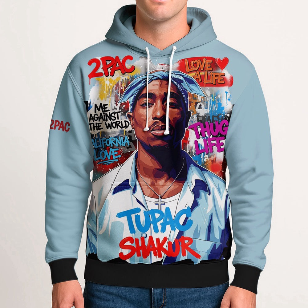 Tupac Blue Bandana Art Hoodie, Rapper 3D Hoodie, Rap Legends Hoodie