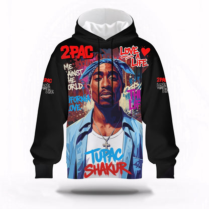 Tupac Blue Bandana We Against Hoodie, Rapper 3D Hoodie, Rap Legends Hoodie