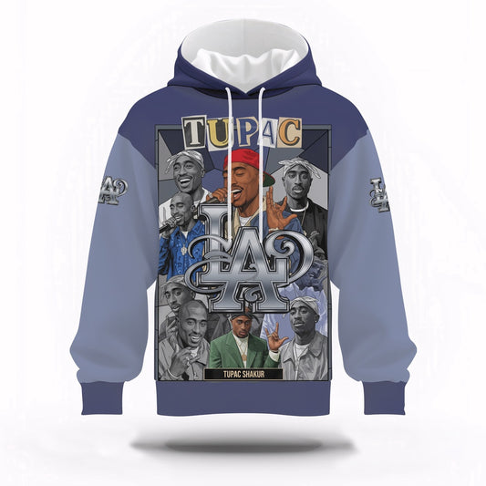 Tupac Blue Collage Star Hoodie, Rapper 3D Hoodie, Rap Legends Hoodie