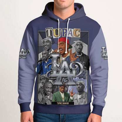 Tupac Blue Collage Star Hoodie, Rapper 3D Hoodie, Rap Legends Hoodie