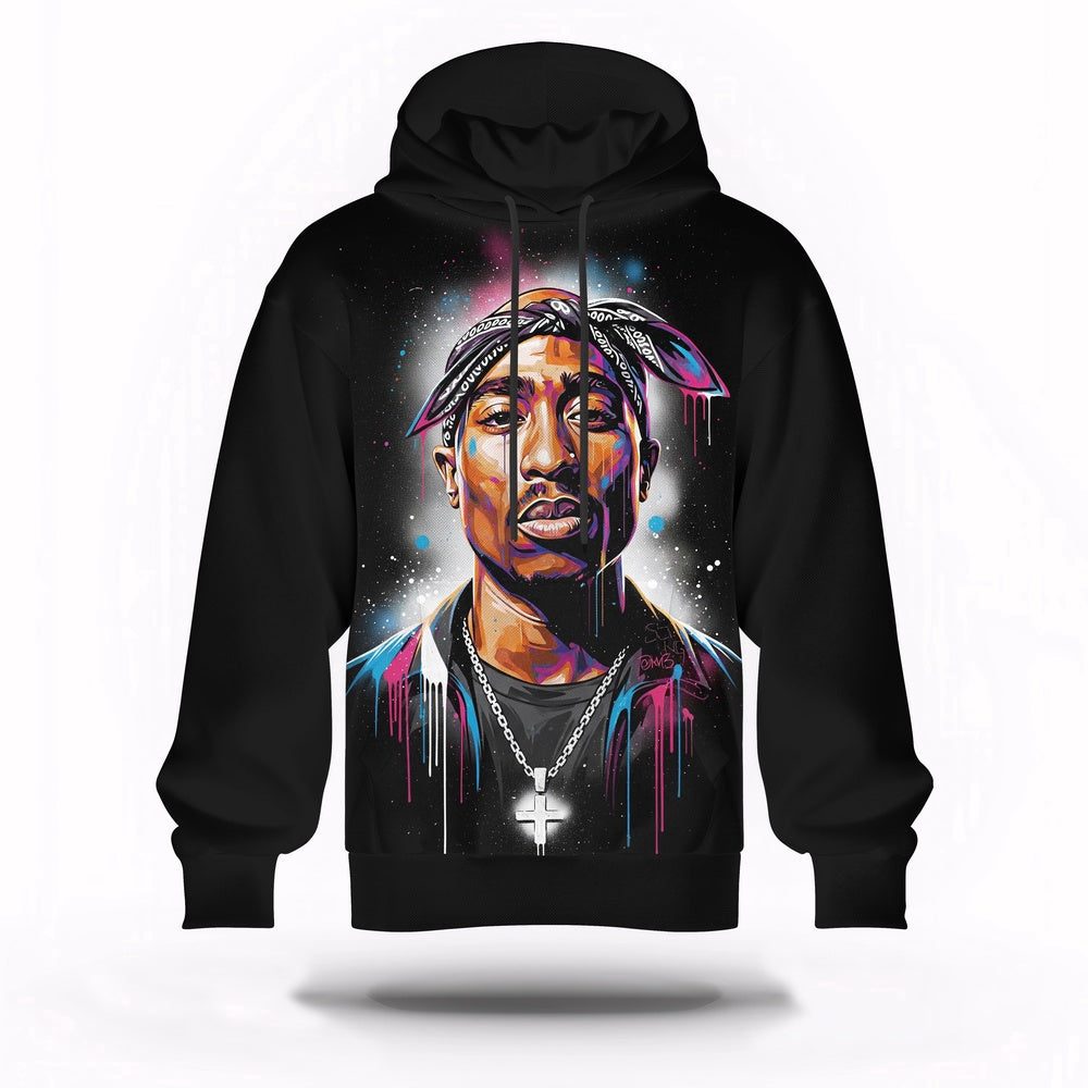 Tupac Blue Highlight Art 3D Hoodie, Rapper 3D Hoodie, Rap Legends Hoodie