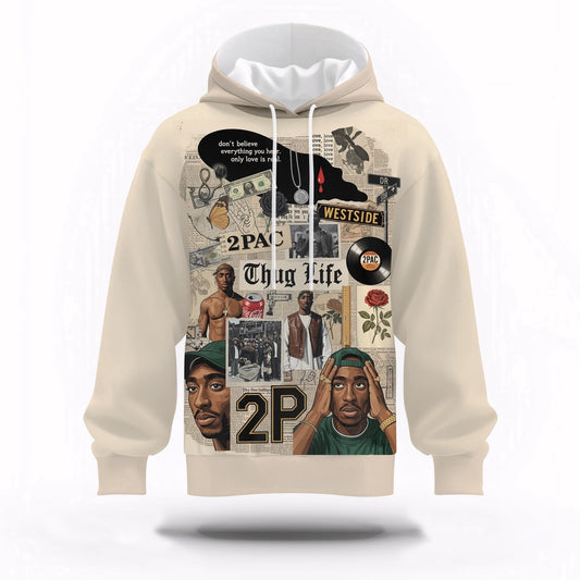 Tupac Collage Black Records Hoodie, Rapper 3D Hoodie, Rap Legends Hoodie