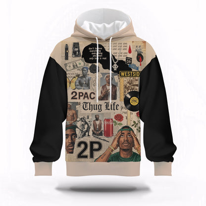 Tupac Collage Records Hoodie, Rapper 3D Hoodie, Rap Legends Hoodie