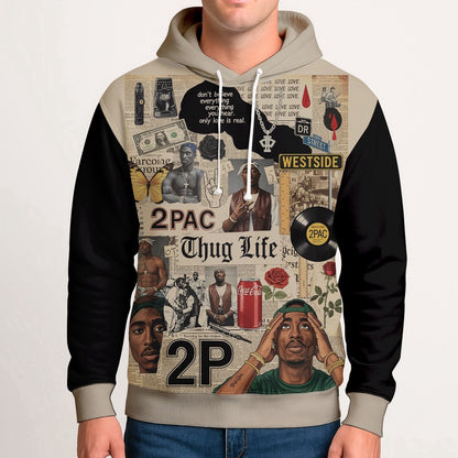 Tupac Collage Records Hoodie, Rapper 3D Hoodie, Rap Legends Hoodie
