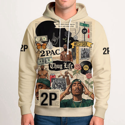 Tupac Collage Thug Life Hoodie, Rapper 3D Hoodie, Rap Legends Hoodie