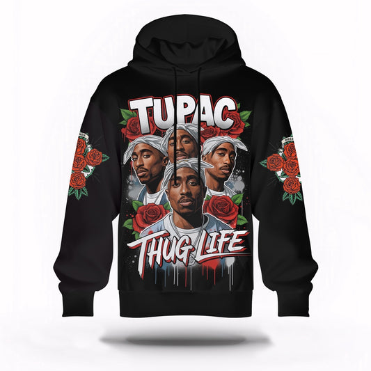 Tupac Cross Hands Hoodie, Rapper 3D Hoodie, Rap Legends Hoodie