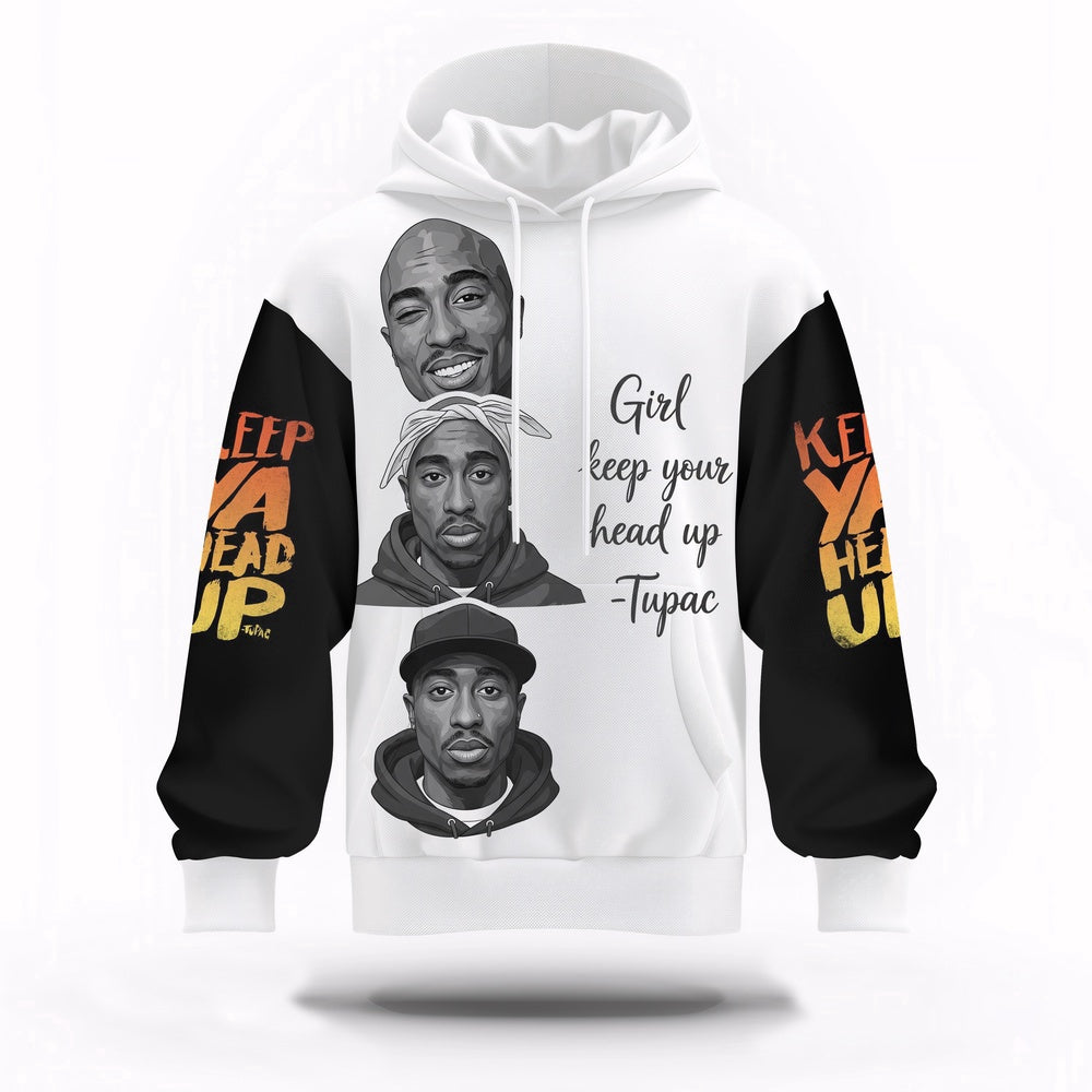 Tupac Girl Keep Head Up Hoodie, Rapper 3D Hoodie, Rap Legends Hoodie