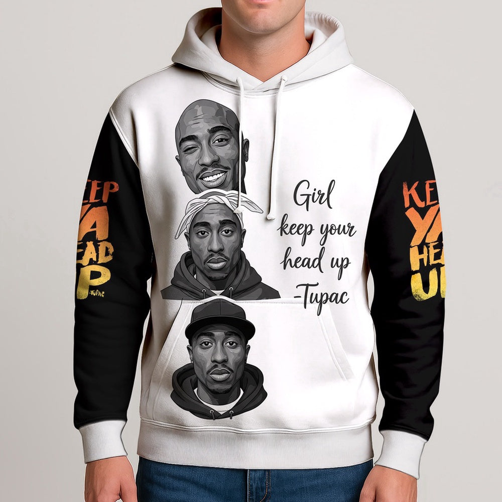 Tupac Girl Keep Head Up Hoodie, Rapper 3D Hoodie, Rap Legends Hoodie