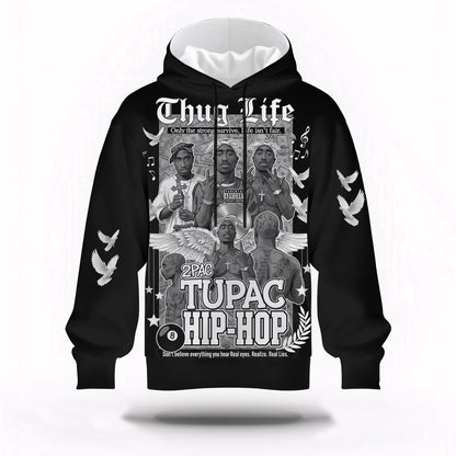 Tupac Hip Hop Thug Life Angel Hoodie, Rapper 3D Hoodie, Rap Legends Hoodie