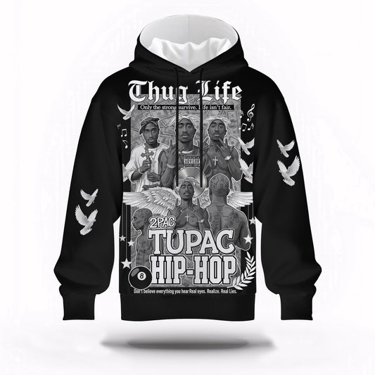 Tupac Hip Hop Thug Life Angel Hoodie, Rapper 3D Hoodie, Rap Legends Hoodie