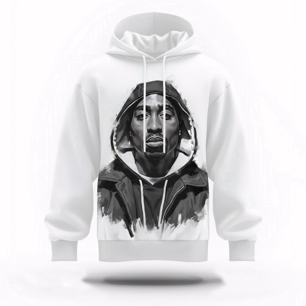 Tupac Hoodie Black White 3D Hoodie, Rapper 3D Hoodie, Rap Legends Hoodie