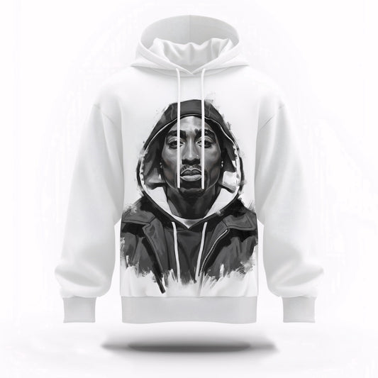 Tupac Hoodie Black White 3D Hoodie, Rapper 3D Hoodie, Rap Legends Hoodie