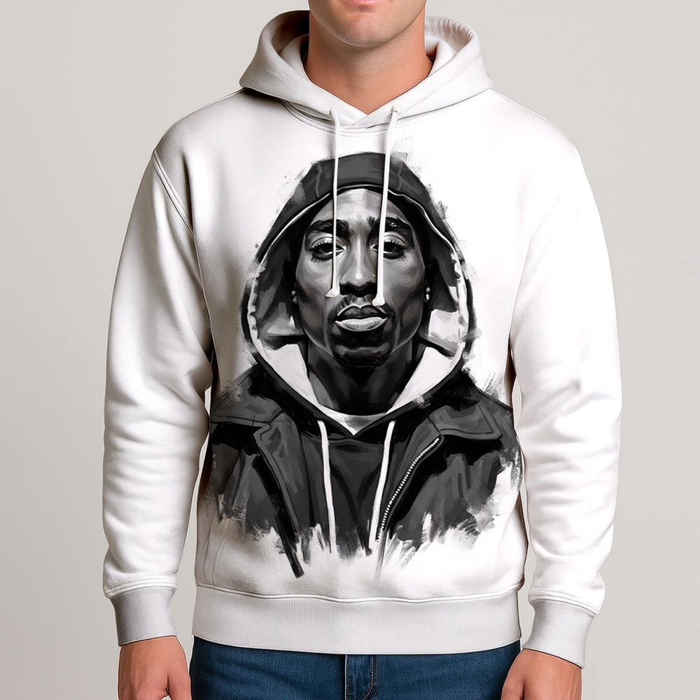 Tupac Hoodie Black White 3D Hoodie, Rapper 3D Hoodie, Rap Legends Hoodie