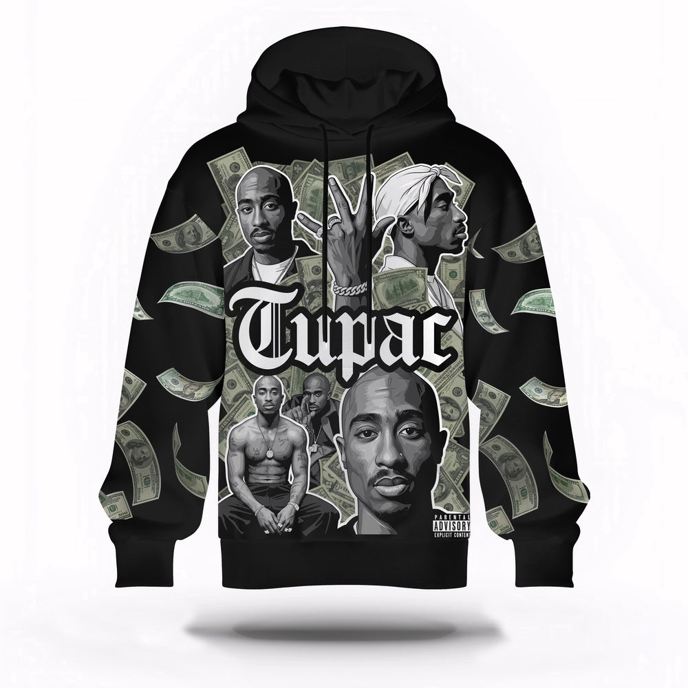 Tupac Montage Black White Hoodie, Rapper 3D Hoodie, Rap Legends Hoodie