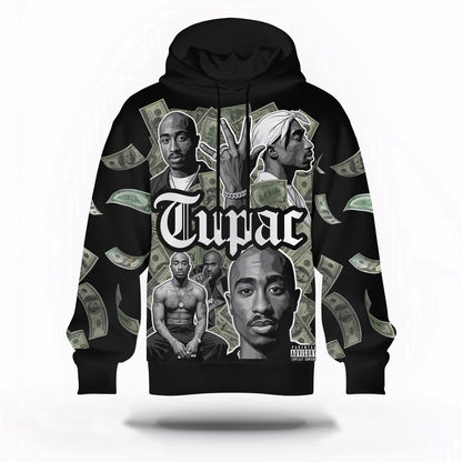 Tupac Montage Black White Hoodie, Rapper 3D Hoodie, Rap Legends Hoodie