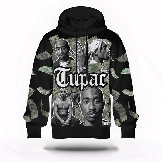 Tupac Montage Black White Hoodie, Rapper 3D Hoodie, Rap Legends Hoodie