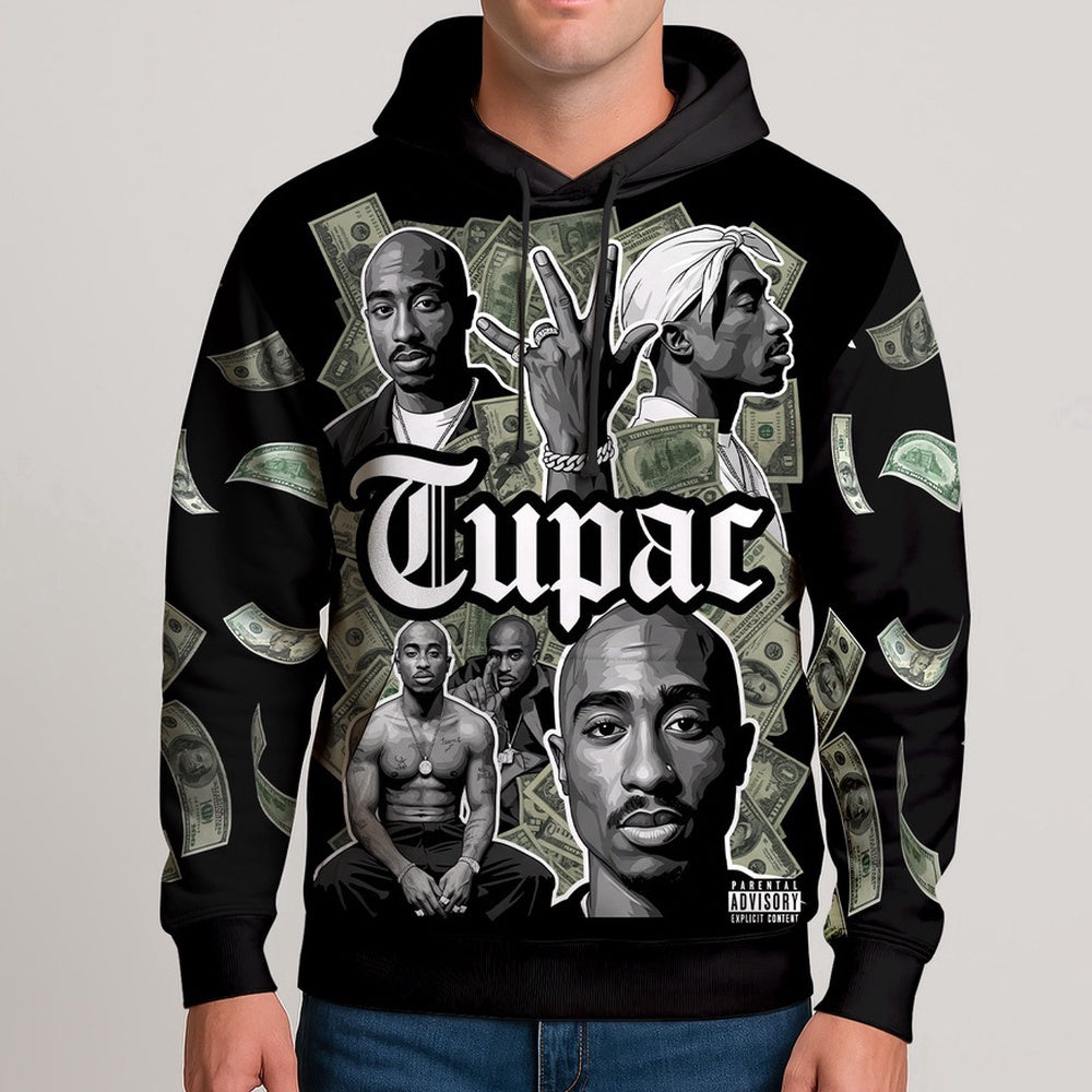 Tupac Montage Black White Hoodie, Rapper 3D Hoodie, Rap Legends Hoodie