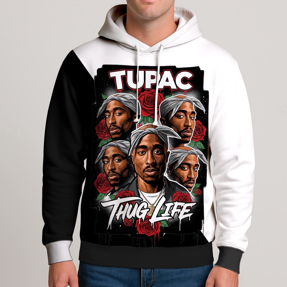 Tupac Roses Thug Life 3D Hoodie, Rapper 3D Hoodie, Rap Legends Hoodie