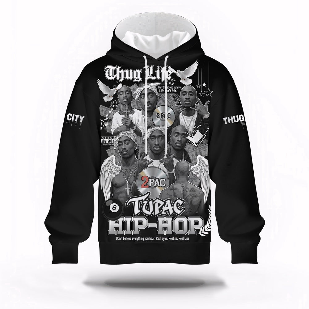 Tupac Shakur Hip Hop Thug Life Hoodie, Rapper 3D Hoodie, Rap Legends Hoodie
