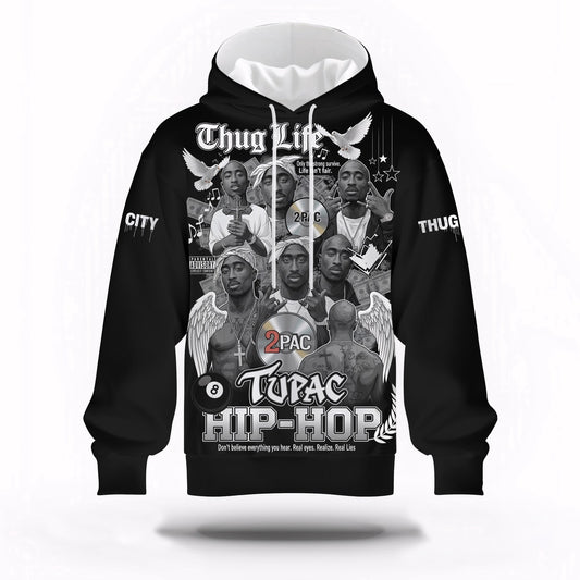 Tupac Shakur Hip Hop Thug Life Hoodie, Rapper 3D Hoodie, Rap Legends Hoodie