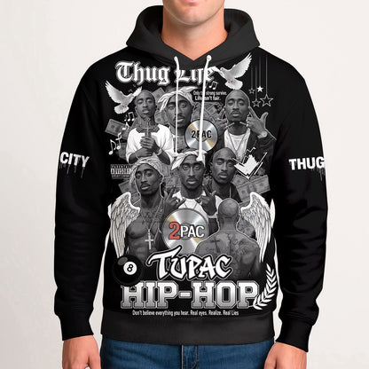 Tupac Shakur Hip Hop Thug Life Hoodie, Rapper 3D Hoodie, Rap Legends Hoodie