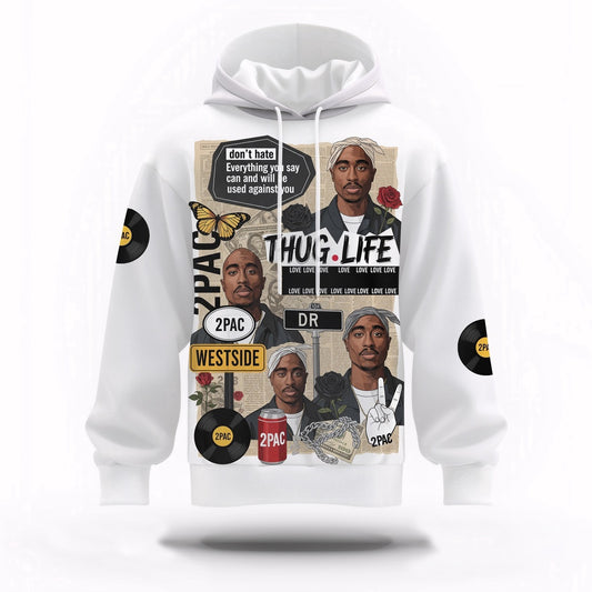 Tupac Thug Life Collage Hoodie, Rapper 3D Hoodie, Rap Legends Hoodie
