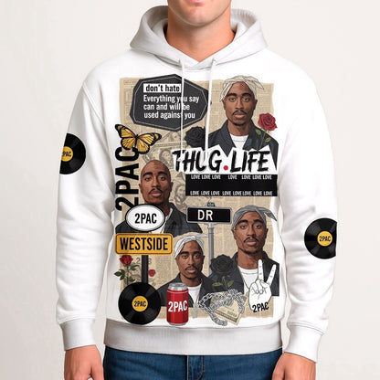 Tupac Thug Life Collage Hoodie, Rapper 3D Hoodie, Rap Legends Hoodie