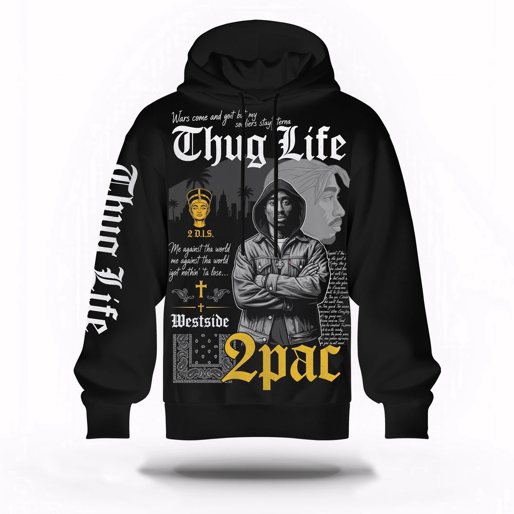 Tupac Thug Life Cross Hoodie, Rapper 3D Hoodie, Rap Legends Hoodie