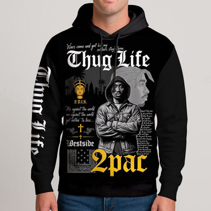 Tupac Thug Life Cross Hoodie, Rapper 3D Hoodie, Rap Legends Hoodie
