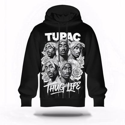 Tupac Thug Life Group Collage 3D Hoodie, Rapper 3D Hoodie, Rap Legends Hoodie