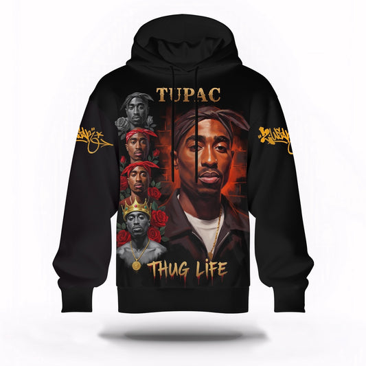Tupac Thug Life Legendary Rap Hoodie, Rapper 3D Hoodie, Rap Legends Hoodie