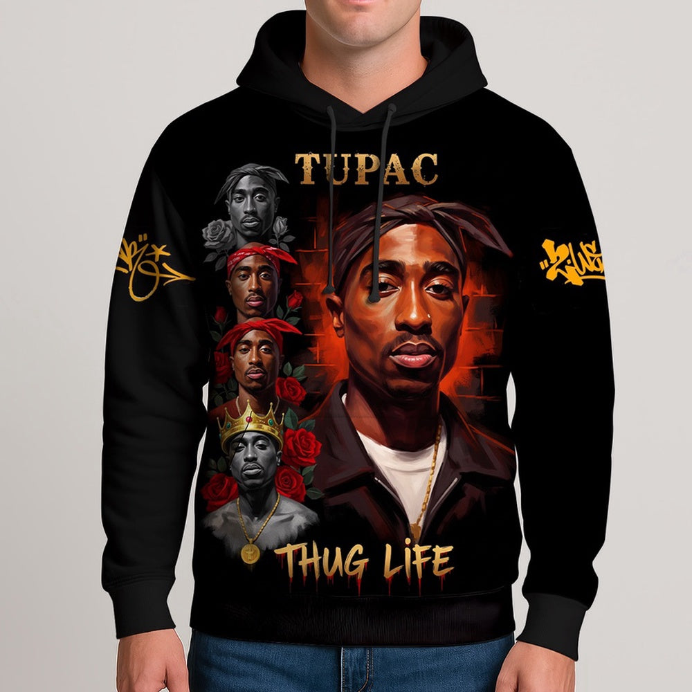 Tupac Thug Life Legendary Rap Hoodie, Rapper 3D Hoodie, Rap Legends Hoodie